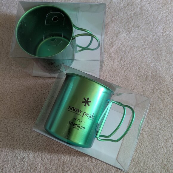 2 Snow Peak Titanium Anodized Cups/Mugs in Green, 450 mL - Picture 3 of 7